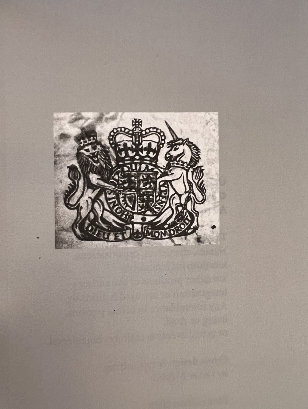 The royal coat of arms — the chained unicorn